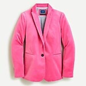 NWT J.Crew Parke Velvet Blazer in Bright Begonia (pink), Sz 22